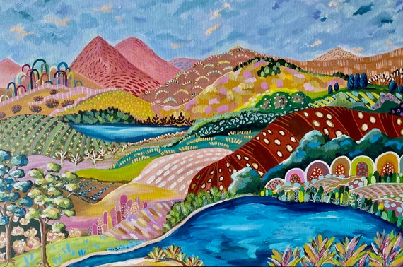 Abstract Landscape Fine Art Printcotton rag 300gsm Pink Ranges II