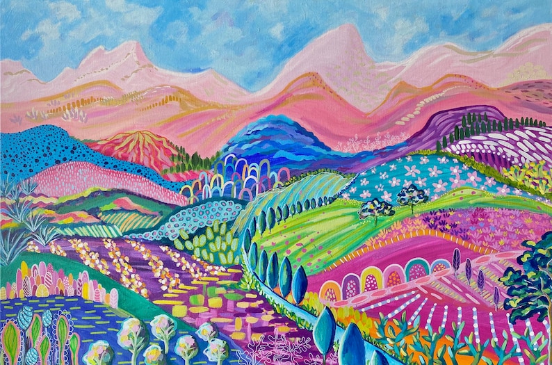 Abstract Landscape Fine Art Printcotton rag 300gsm Pink Ranges II