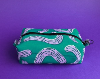 Back to school, Screen printed, zip pouch, pencil case, make-up bag, gift, printed fabric, hand printed