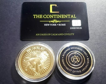 Coin Set: The Continental & Adjudicator Coins Hotel Card Cosplay Costume Prop