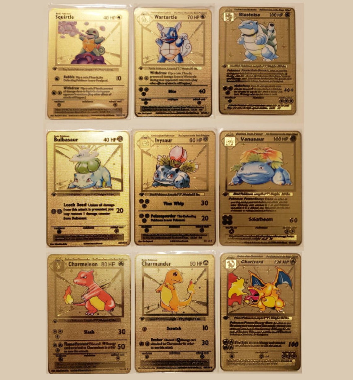 Charizard Base Set Blastoise Venusaur Gold Shadowless 1st Etsy