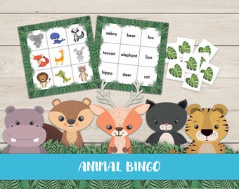 Gra Bingo ze zwierzętami: Edukacyjna gra planszowa (do pobrania w wersji cyfrowej)