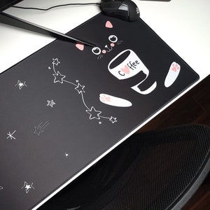 Coffee Cat Desk Mat: Extended Gaming Mouse Pad