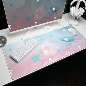 Paper Starship Cute Mouse Pad for girls, Childrens crafting play mat, Large Computer Desk Pad, Extended Gaming Mouse Pad, Cute Mouse pad imagem 1