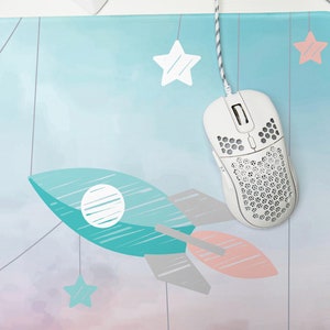 Paper Starship Cute Mouse Pad for girls, Childrens crafting play mat, Large Computer Desk Pad, Extended Gaming Mouse Pad, Cute Mouse pad imagem 6
