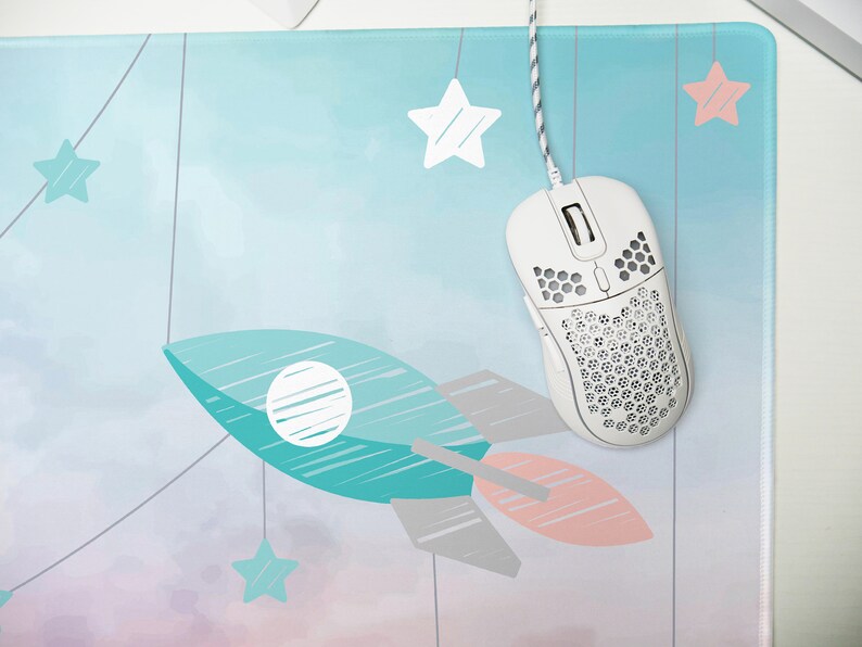 Paper Starship Cute Mouse Pad for girls, Childrens crafting play mat, Large Computer Desk Pad, Extended Gaming Mouse Pad, Cute Mouse pad imagem 6