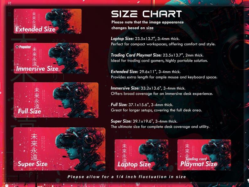Cyberpunk Desk Pad: Red Interface, Tech Noir, Asian Fusion, Cybernetic Vision image 2