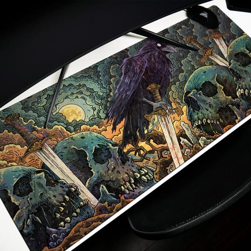 Raven Dominion Desk Pad: Dark Fantasy Art Mouse Pad
