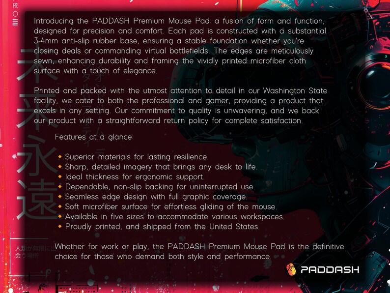 Cyberpunk Desk Pad: Red Interface, Tech Noir, Asian Fusion, Cybernetic Vision image 3