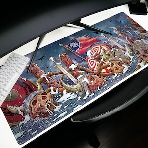 Viking Burial Mouse Pad: Stormy Winter Scene Desk Mat