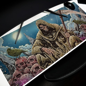 Grim Reaper Desk Pad: Gothic Skull Landscape Desk Mat
