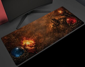 Infernal Duel, Desk Mat, Dark Fantasy