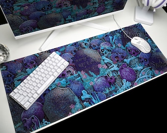 Painted Skulls Mouse Pad: Gothic Gamer Desk Mat