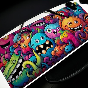 Galactic Cuties Desk Pad, Mouse Pad, Desk Mat, Whimsical Extraterrestrial Charm