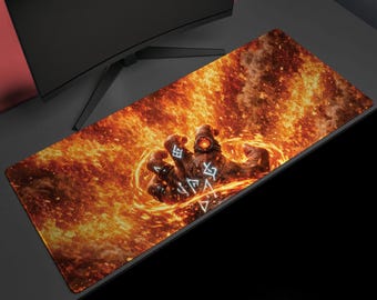 Runic Flamecaster, Desk Mat, Arcane Inferno