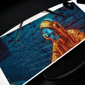 ElectroSkull Design 1, Desk Pad, Mouse Pad, Desk Mat, Music Enthusiast's Choice, Dynamic Sound Waves