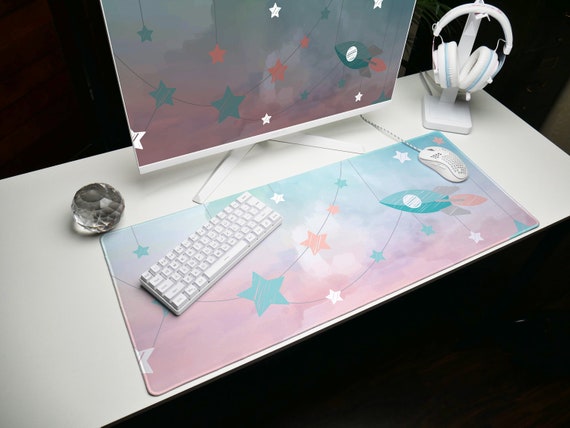Paper Starship Cute Mouse Pad for girls, Childrens crafting play mat, Large Computer Desk Pad, Extended Gaming Mouse Pad, Cute Mouse pad