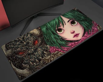 Guarded Ember, Desk Mat, Monster Companion Artwork by Wekx