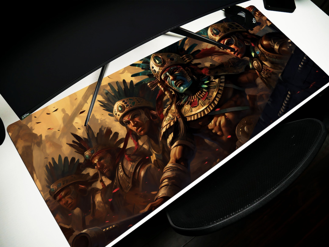 Aztec Warriors, Design 3, Desk Pad, Mouse Pad, Desk Mat, Cultural ...