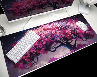 Kawaii Cherry Blossom Tree Mouse Pad: Pastel Desk Mat