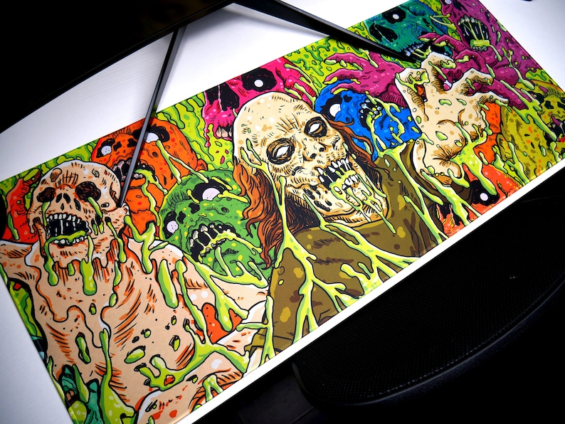 Acid Pool Zombie Desk Mat: Extended Gaming Mouse Pad image 1
