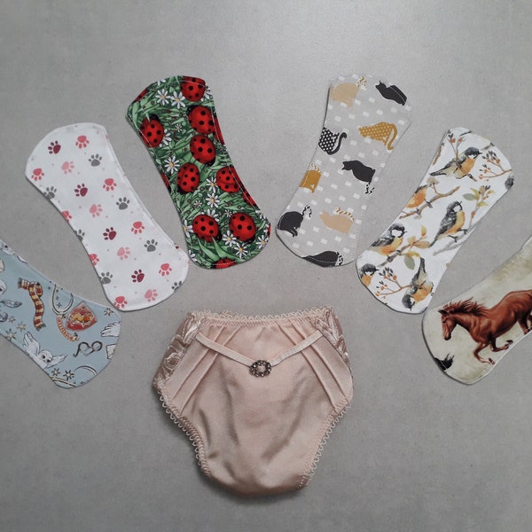 Washable panty liners without wing - animal patterns - zero waste - handmade