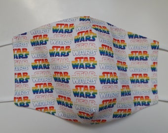 Adult mask reversible washable cotton fabric - Star Wars print - handmade - zero waste