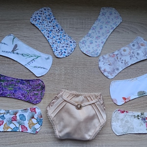 Waschbare Slipeinlagen ohne Flügel – Blumenmuster – Zero Waste – handgefertigt