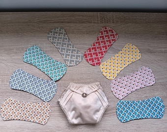 Protège-slips lavables sans ailette - éventails - zéro déchet - fait main