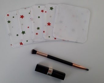 Set of 5 star makeup remover wipes - zero waste - handmade - gift to a mistress