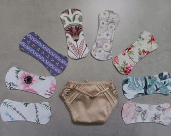 Protectores diarios reutilizables sin alas - estampado floral - cero residuos - hechos a mano