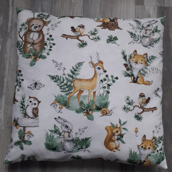 Forest animals decorative cushion - handmade