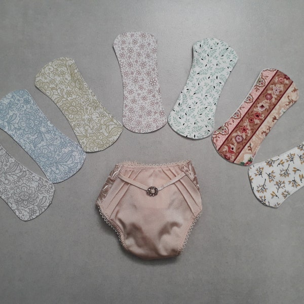 Washable panty liners without wing - 2 flower patterns and lace prints - zero waste - handmade