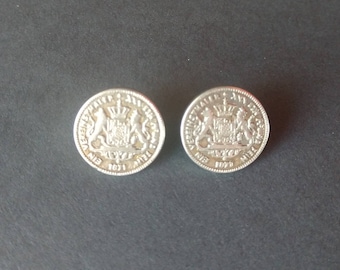 2 Crown British engraved emblem Plastic Bronze Tone Color Button Shank