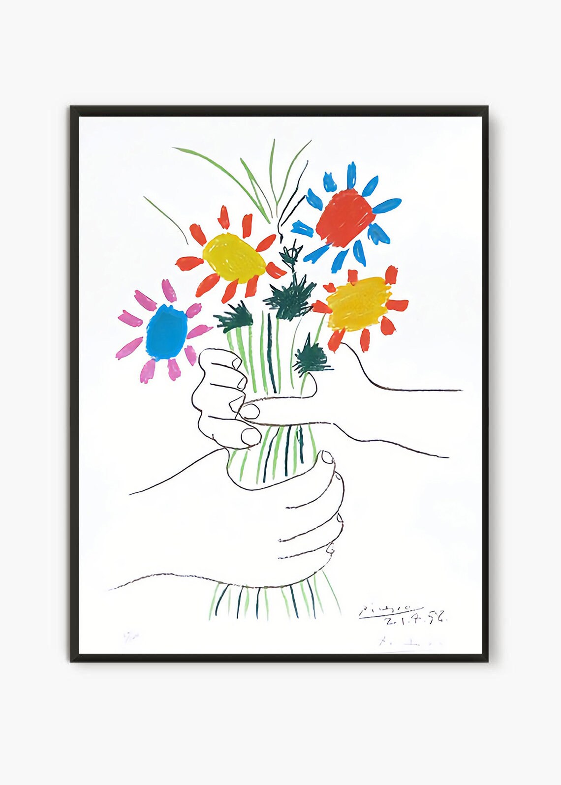 Picasso Bouquet of Flowers Poster Minimalist Floral Art Etsy