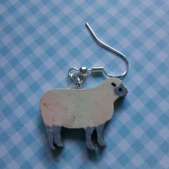 Hand painted sheep earrings