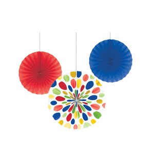Multicolor Paper Fan Decorations, Set of 3 Honeycomb Tissue Paper Party Fans, Paper Flowers, Paper Rosette Fan, Wall Decor, Paper Pinwheel