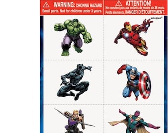Avengers Temporary Tattoos for Kids, Superhero Party Favors, Avengers Birthday Tattoos, Hero Party Supplies for Boys