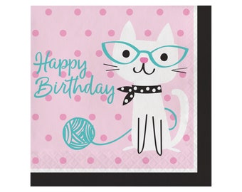 PURRFECT Party Birthday Party  Napkins, Cat Party Supplies, Kitty Party, Cat Napkins, Kitty Cat Birthday