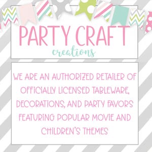 The image is a promotional poster for a party craft business, featuring colorful banners and text that describe the company's offerings.