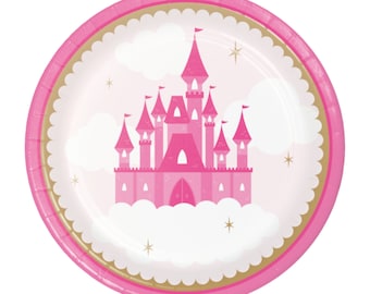 Little Princess Party Plates Set of 8, Castle Themed Party, Princess Party Supplies, Birthday Party Decorations, Pink Party for Girls