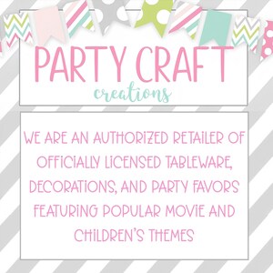 The image is a promotional poster for a party craft business, featuring colorful banners and text that describe the company's offerings.