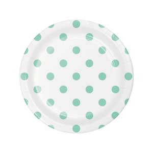 Party Plates, Mint Polka Dot Plates, Mint and White Stripes Paper Plates, All Occasion Party, Shower Decorations, Hen Party, Birthday Decor
