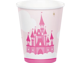 Little Princess Party Cups Set of 8, Castle Themed Party, Princess Party Supplies, Princess Birthday Party Decorations, Pink Party for Girls