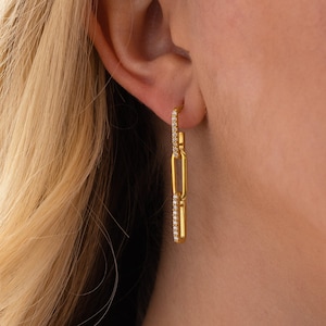 Gold Paper Clip Earrings, Paperclip Chain Link Earrings Paperclip Dangle Drop Earring Silver Earrings Silver Paper Clip Earring Gift For Her