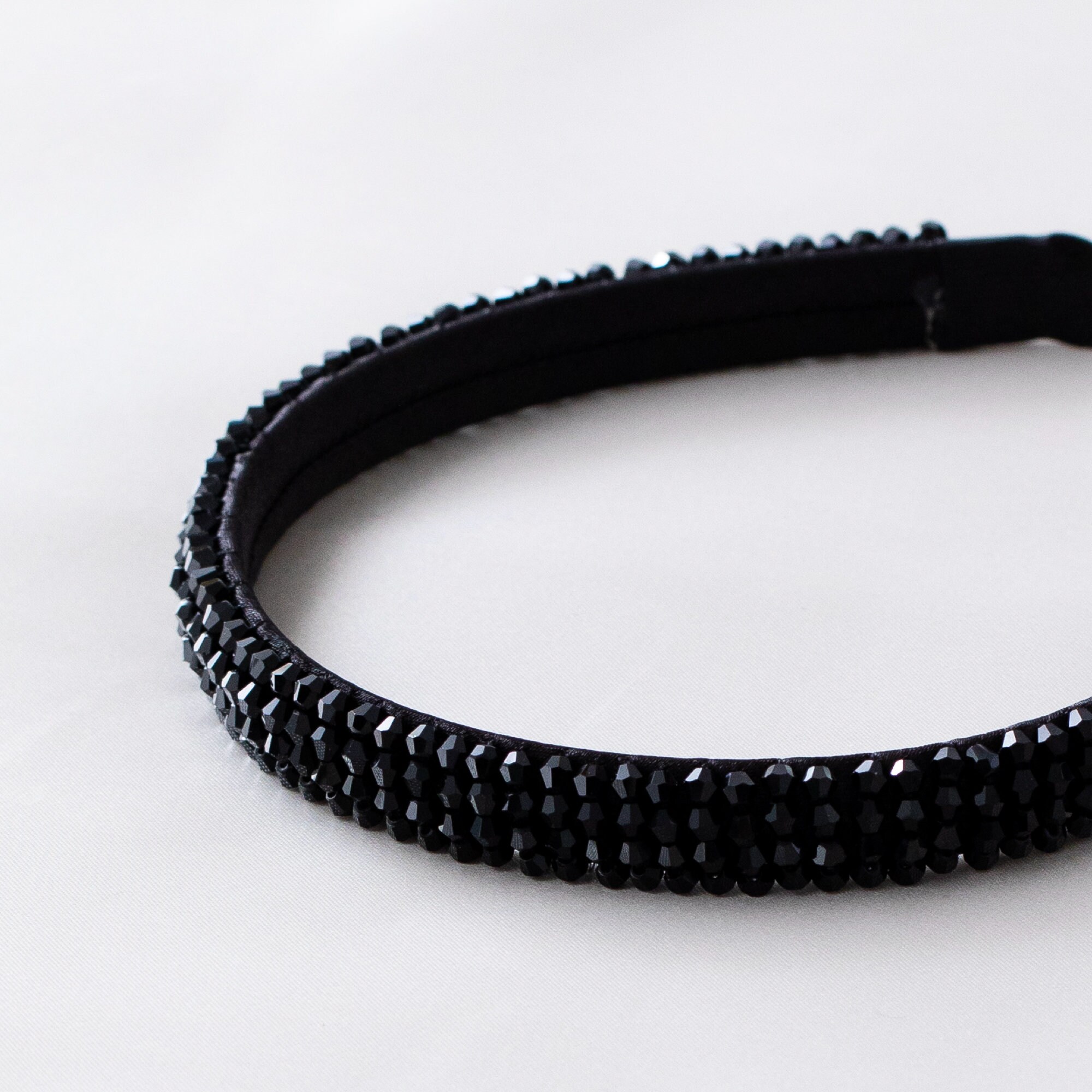 Black Elegant Simple Bead Headband I Hair Accessories I