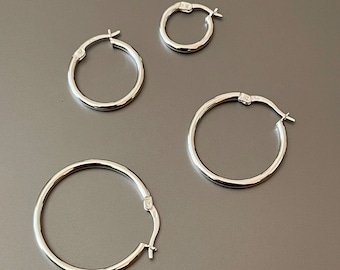 Sterling Silver Hoop Earrings: Minimalist Small Everyday Huggie Earrings