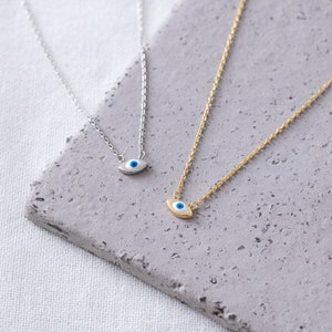 Solid Sterling Silver Evil Eye Necklace Evil Eye Jewelry Gold Filled Evil Eye Necklace Boho Necklace Tiny Necklace Gold Evil Eye Necklace