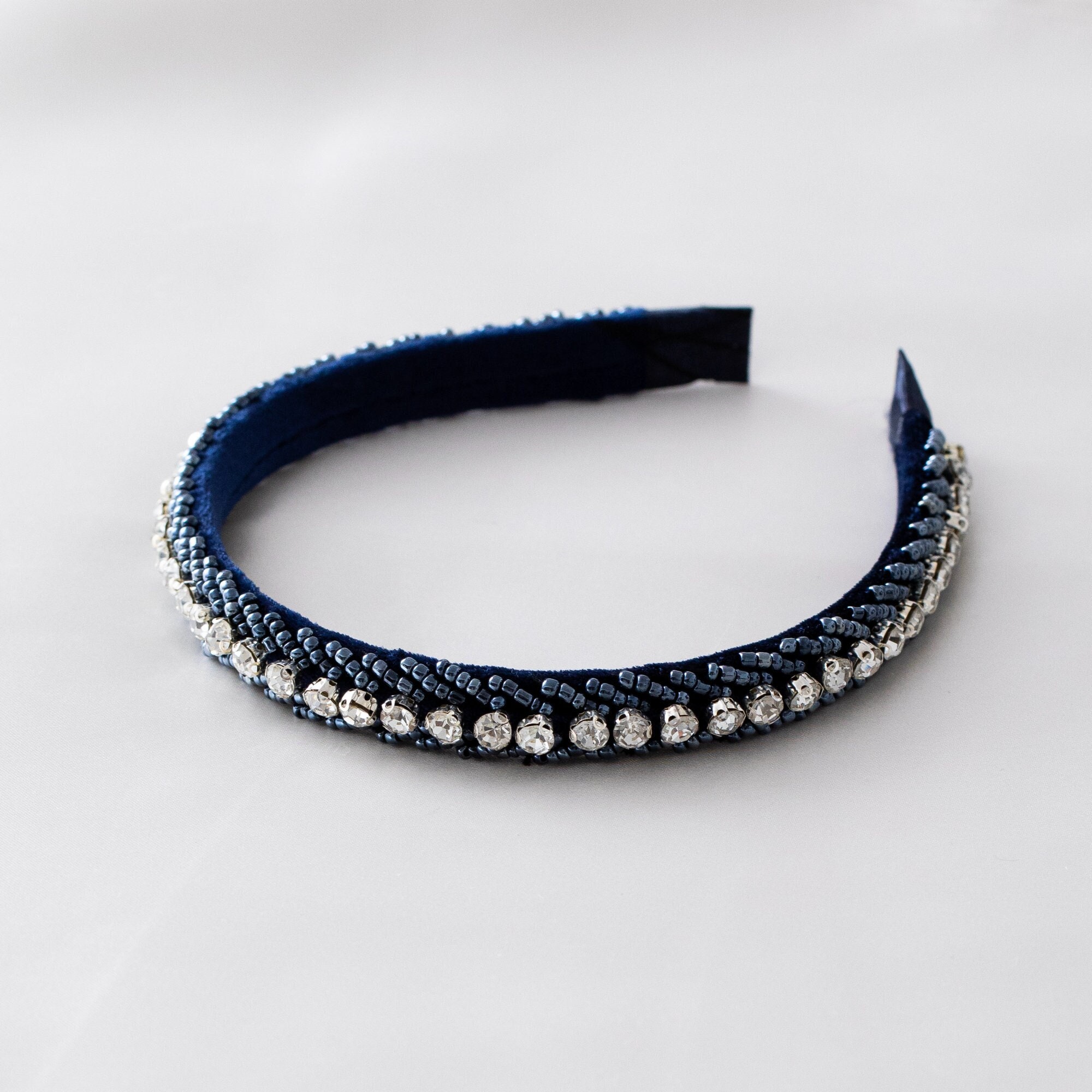 NAVY BLUE BEADED HEADBAND Twine and Love | Embellished Headband | Handcrafted Hair  main image 4