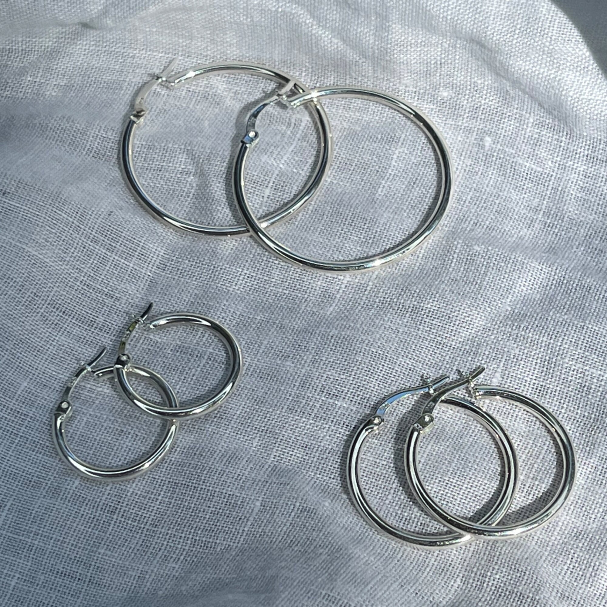 Silver Hoop Earring Set Small Silver Hoop Earrings Thick Hoop Etsy